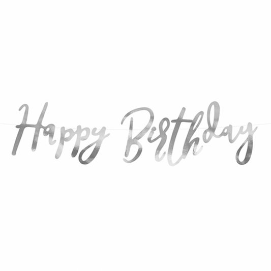1 Bannergirlande - Happy Birthday - Silber - Luftballon-Welt