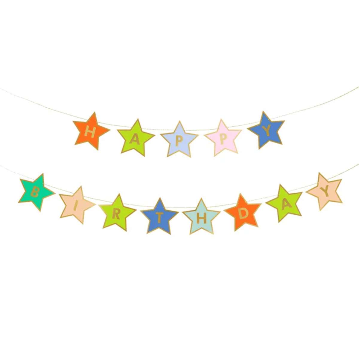 1 Bannergirlande - Happy Birthday Stars - Luftballon-Welt