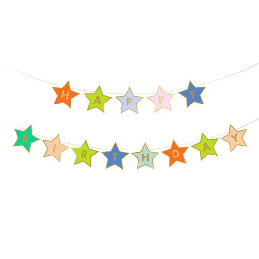 1 Bannergirlande - Happy Birthday Stars - Luftballon-Welt