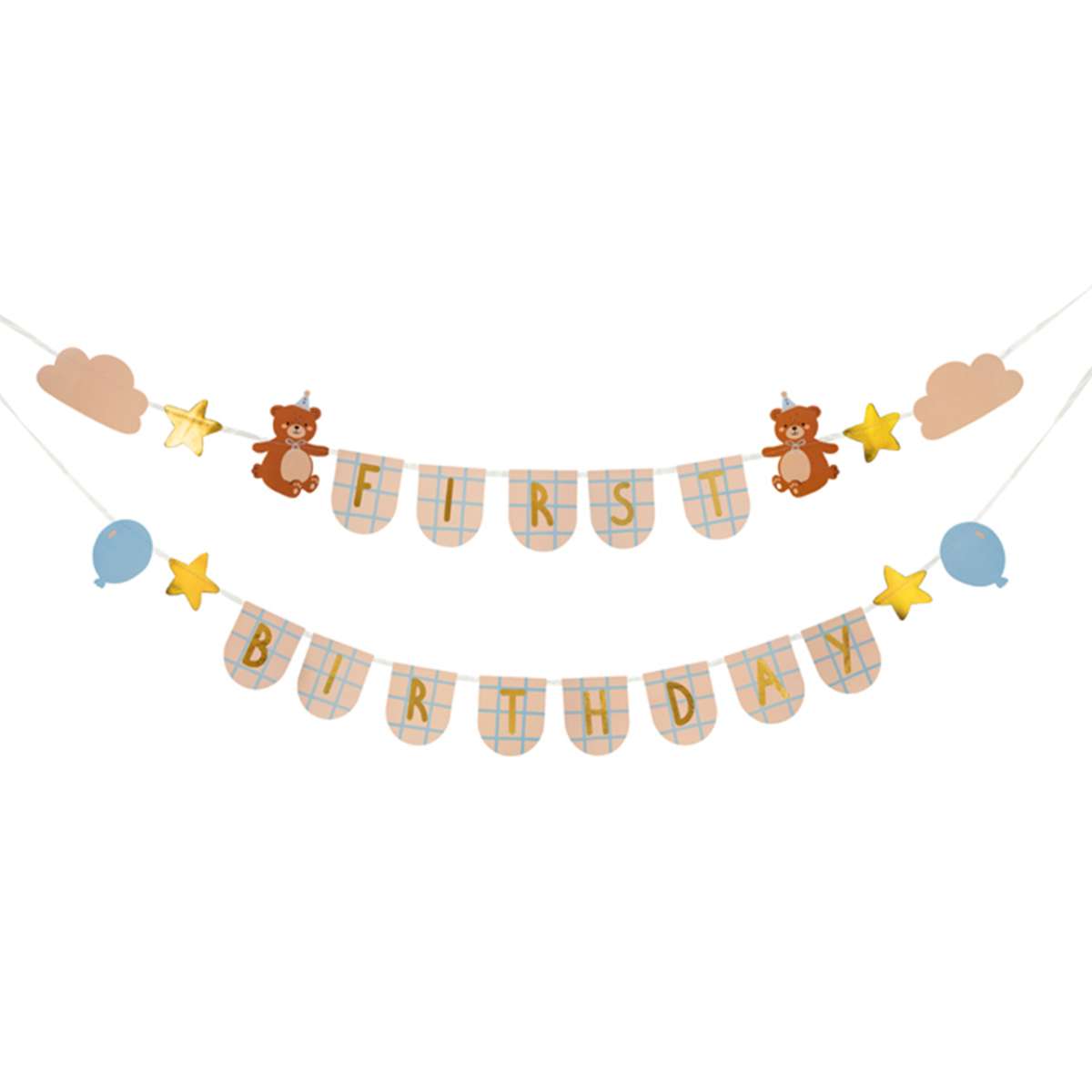 1 Bannergirlande - Happy Birthday Teddy - Luftballon-Welt