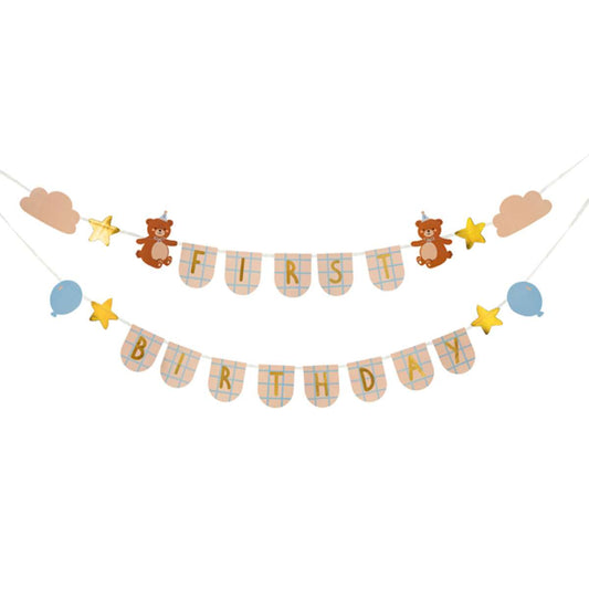 1 Bannergirlande - Happy Birthday Teddy - Luftballon-Welt