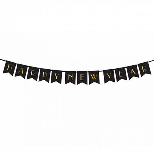 1 Bannergirlande - Happy New Year Elegant - Luftballon-Welt 