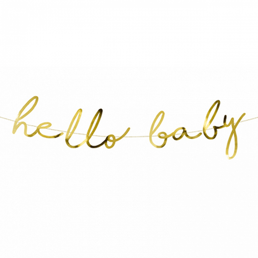 1 Bannergirlande - hello baby - Gold - Luftballon-Welt