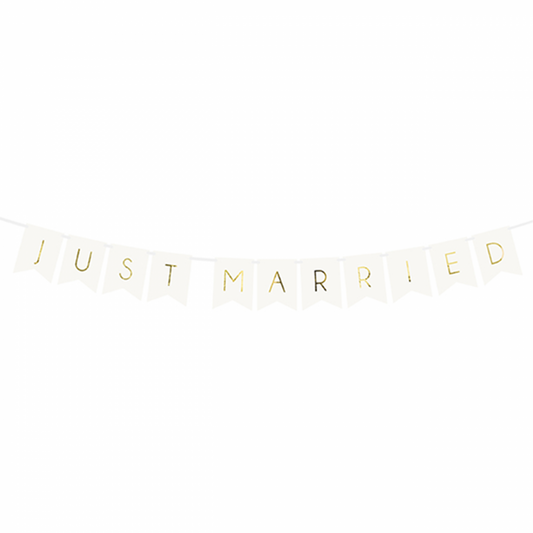 1 Bannergirlande - Just Married - Weiß - Luftballon-Welt