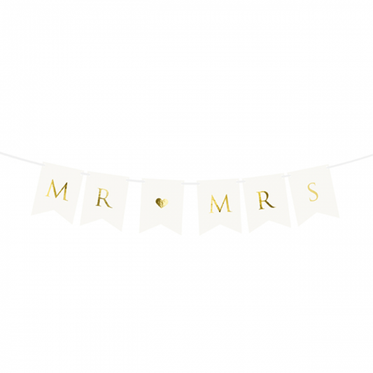 1 Bannergirlande - Mr & Mrs - Weiß - Luftballon-Welt 
