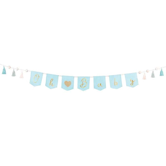 1 Bannergirlande - Oh Baby Hellblau - Luftballon-Welt