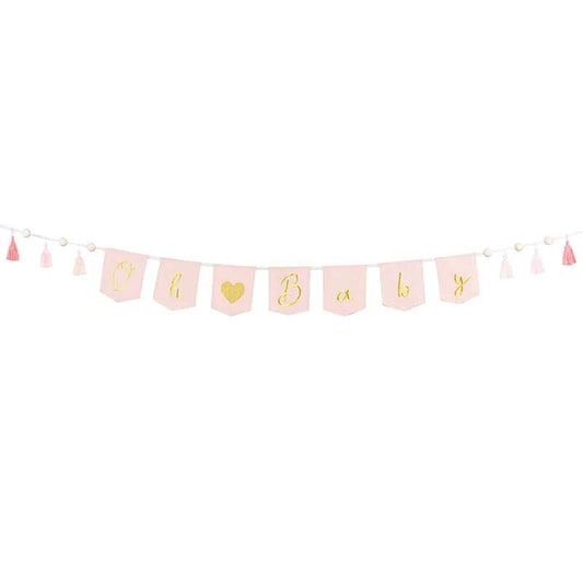 1 Bannergirlande - Oh Baby Rosa - Luftballon-Welt