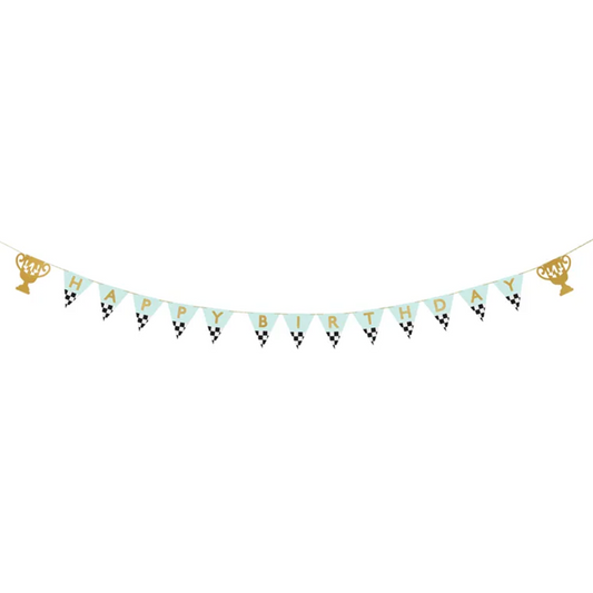 1 Bannergirlande - Racing Cars HBD - Luftballon-Welt