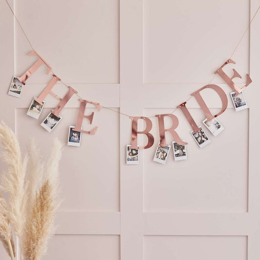 1 Bunting - The Bride Peg Bunting - Rose Gold - Luftballon-Welt 