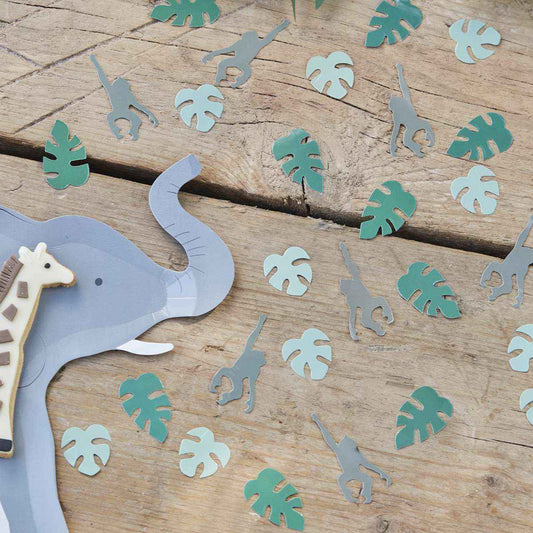 1 Eco Table Confetti - Jungle Leaf & Monkey Confetti - Green
