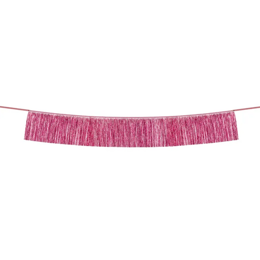 1 Girlande - Fringe Girlande - Rosa - Luftballon-Welt
