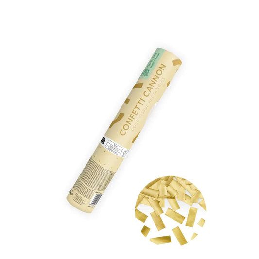 1 Konfettikanone - 20cm - Goldene Streifen - Luftballon-Welt