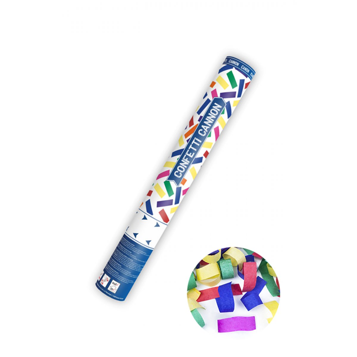 1 Konfettikanone - 40cm - Papier - Streifen - Bunt - Luftballon-Welt