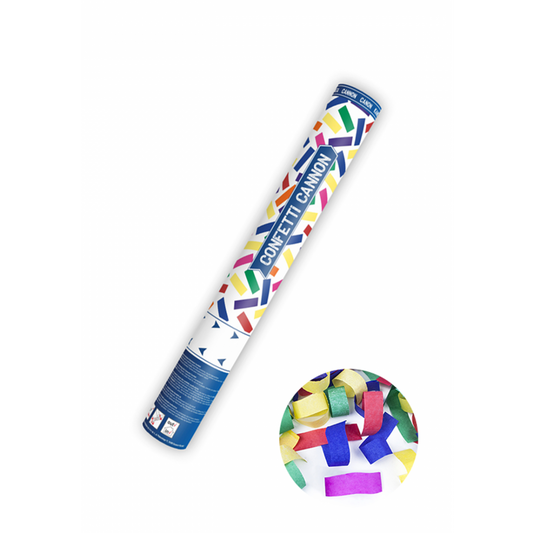 1 Konfettikanone - 40cm - Papier - Streifen - Bunt - Luftballon-Welt