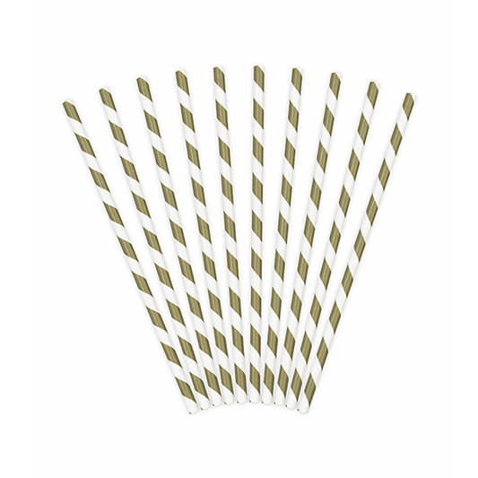 10 Papierstrohhalme - Mix - Gold - Luftballon-Welt 