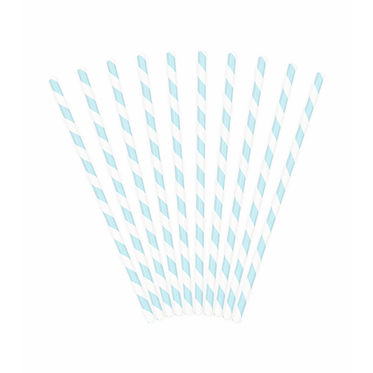 10 Papierstrohhalme - Mix - Hellblau - Luftballon-Welt 