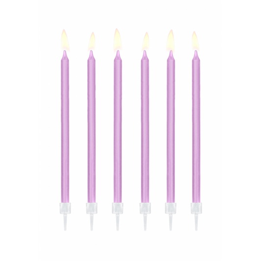 12 Kuchenkerzen XL mit Halterung - Lavendel - Luftballon-Welt