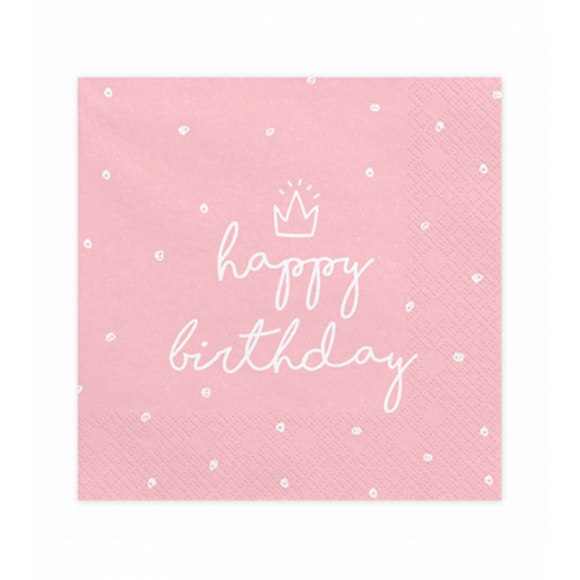20 Servietten Trend - 33cm - Happy Birthday Rosa