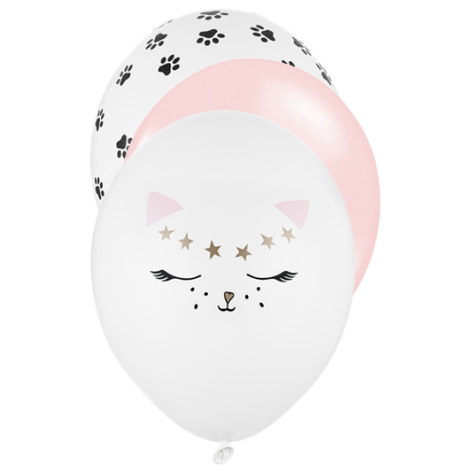 6 Motivballons - Ø 30cm - SET - Cat & Kitty - Luftballon-Welt 