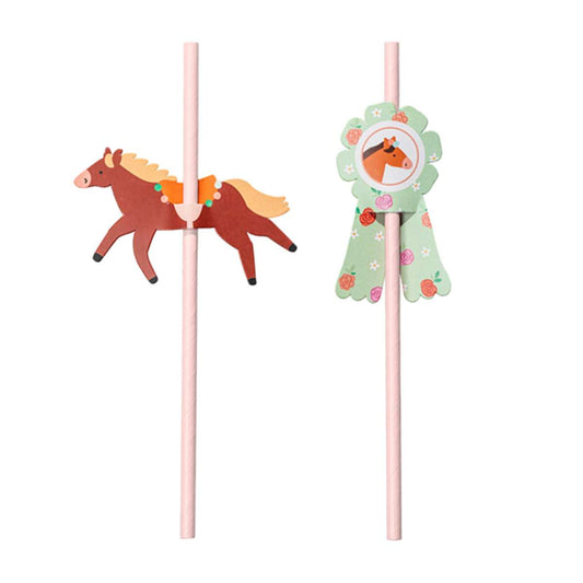 6 Papierstrohhalme - Horses - Luftballon-Welt 