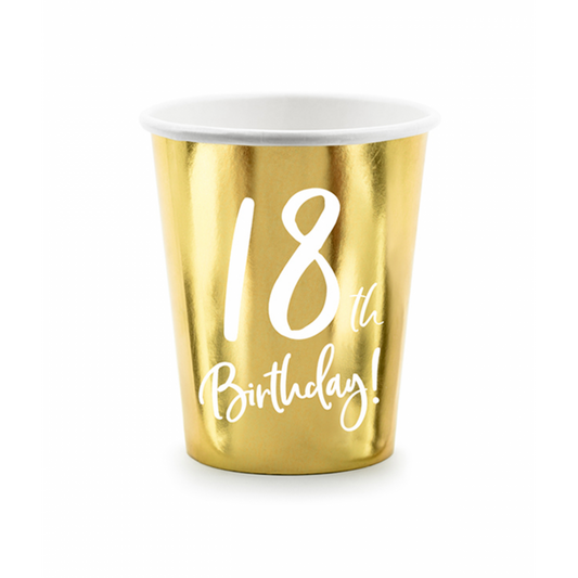 6 Pappbecher Trend - 220ml - 18th Birthday