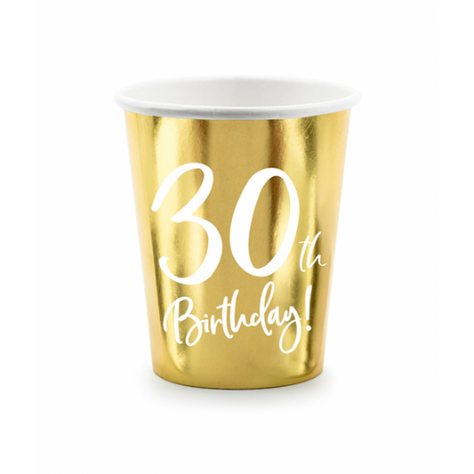 6 Pappbecher Trend - 220ml - 30th Birthday