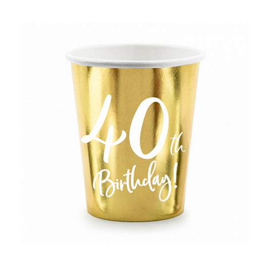 6 Pappbecher Trend - 220ml - 40th Birthday