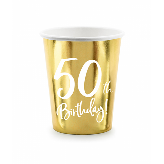 6 Pappbecher Trend - 220ml - 50th Birthday
