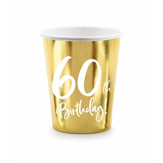 6 Pappbecher Trend - 220ml - 60th Birthday - Luftballon-Welt