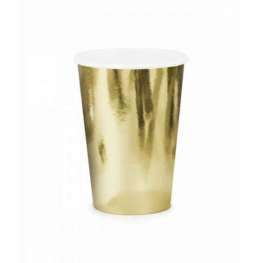 6 Pappbecher Trend - 220ml - Gold - Luftballon-Welt