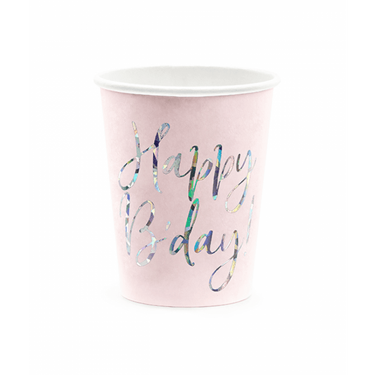 6 Pappbecher Trend - 220ml - Happy Birthday Shine - Luftballon-Welt