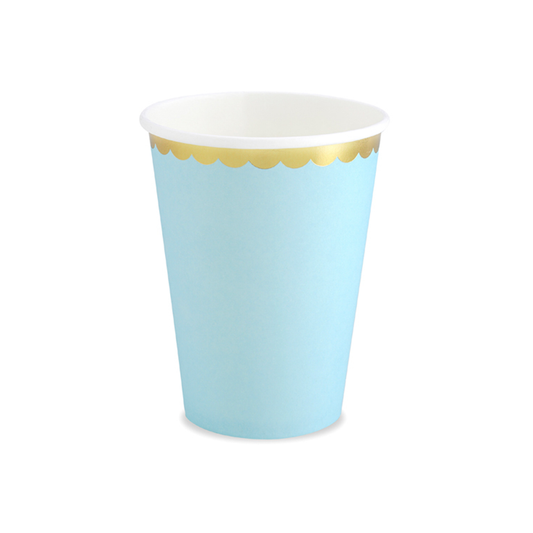 6 Pappbecher Trend - 220ml - Pastell Hellblau - Luftballon-Welt