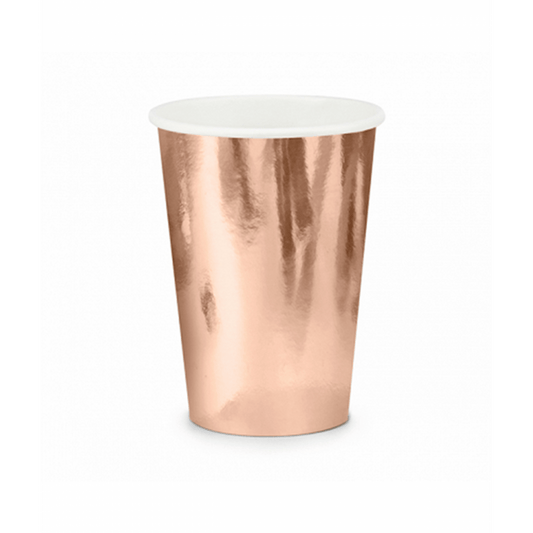 6 Pappbecher Trend - 220ml - RoseGold - Luftballon-Welt