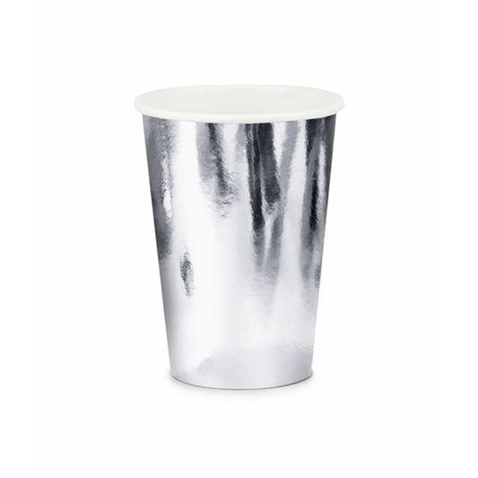 6 Pappbecher Trend - 220ml - Silber - Luftballon-Welt