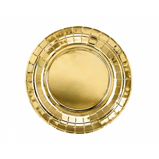 6 Pappteller Trend - Ø 18cm - Gold - Luftballon-Welt 