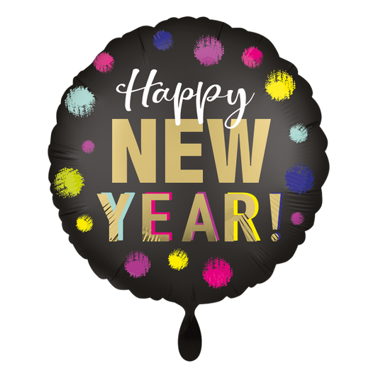 1 Balloon - Satin Dotted New Year - Luftballon-Welt