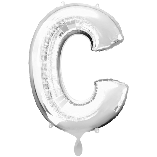 1 Ballon XXL - Buchstabe C - Silber - Luftballon-Welt 