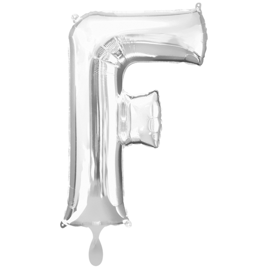 1 Ballon XXL - Buchstabe F - Silber - Luftballon-Welt 
