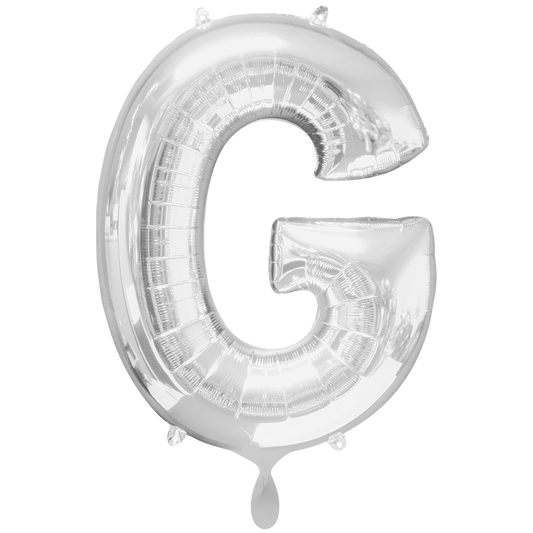 1 Ballon XXL - Buchstabe G - Silber - Luftballon-Welt 