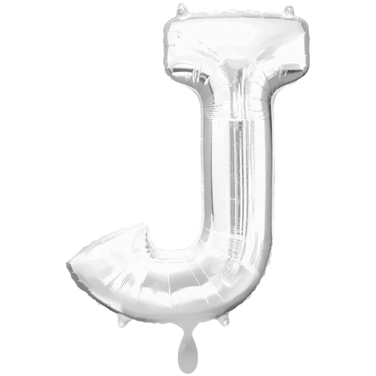 1 Ballon XXL - Buchstabe J - Silber - Luftballon-Welt 