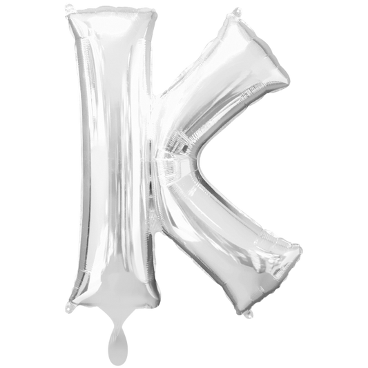 1 Ballon XXL - Buchstabe K - Silber - Luftballon-Welt 