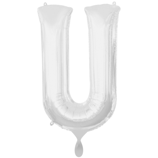 1 Ballon XXL - Buchstabe U - Silber - Luftballon-Welt 