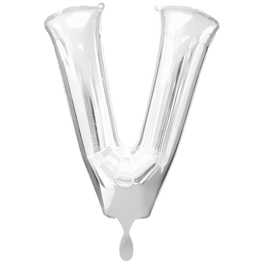 1 Ballon XXL - Buchstabe V - Silber - Luftballon-Welt 