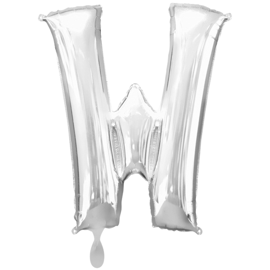 1 Ballon XXL - Buchstabe W - Silber - Luftballon-Welt 