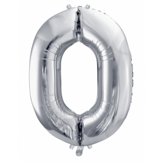 1 Ballon XXL - Zahl 0 - Silber - Luftballon-Welt 
