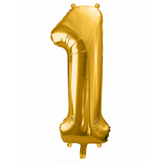 1 Ballon XXL - Zahl 1 - Gold - Luftballon-Welt 