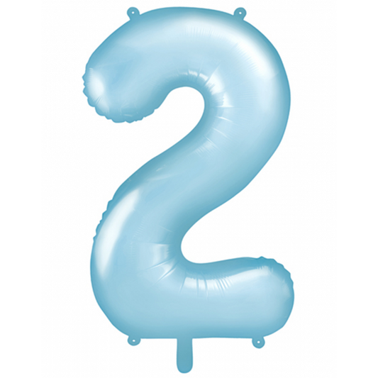 1 Ballon XXL - Zahl 2 - Hellblau - Luftballon-Welt 
