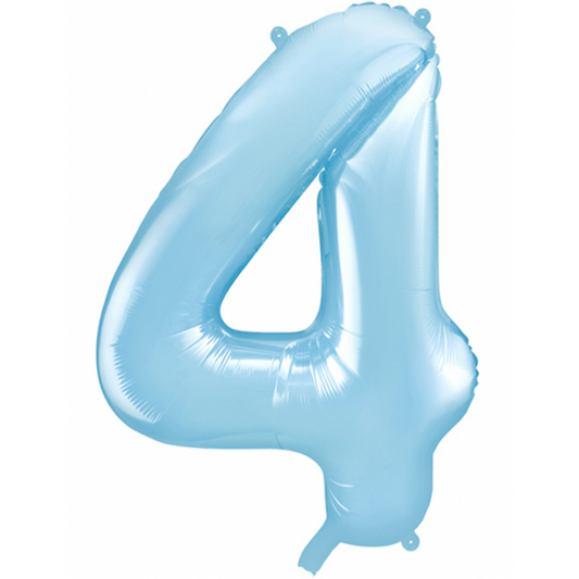 1 Ballon XXL - Zahl 4 - Hellblau - Luftballon-Welt 