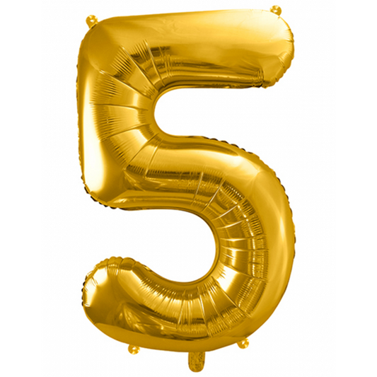 1 Ballon XXL - Zahl 5 - Gold - Luftballon-Welt 