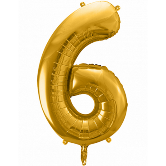 1 Ballon XXL - Zahl 6 - Gold - Luftballon-Welt 